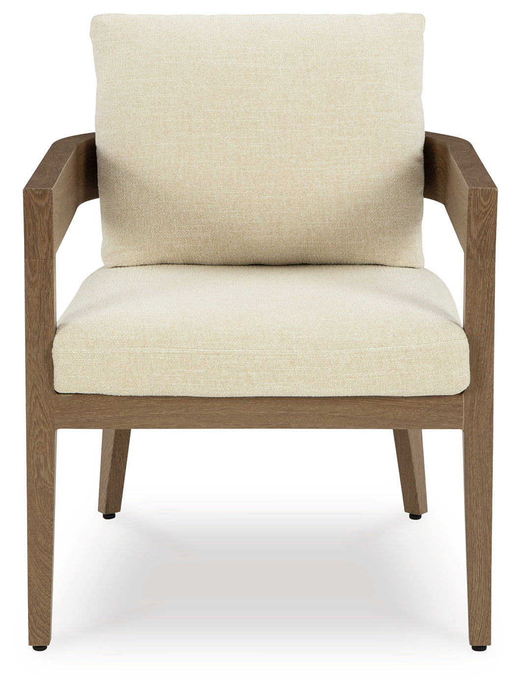 Serene Bay Dark Brown/White Outdoor Dining Arm Chair with Cushion (Set of 2) - P671-601A