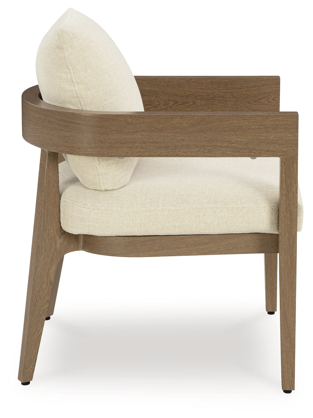 Serene Bay Dark Brown/White Outdoor Dining Arm Chair with Cushion (Set of 2) - P671-601A