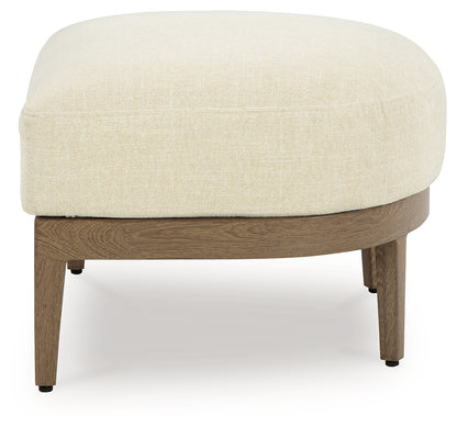 Serene Bay Dark Brown/White Outdoor Ottoman with Cushion - P671-814