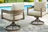 Serene Bay Dark Brown/White Outdoor Swivel Dining Chair with Cushion (Set of 2) - P671-602A