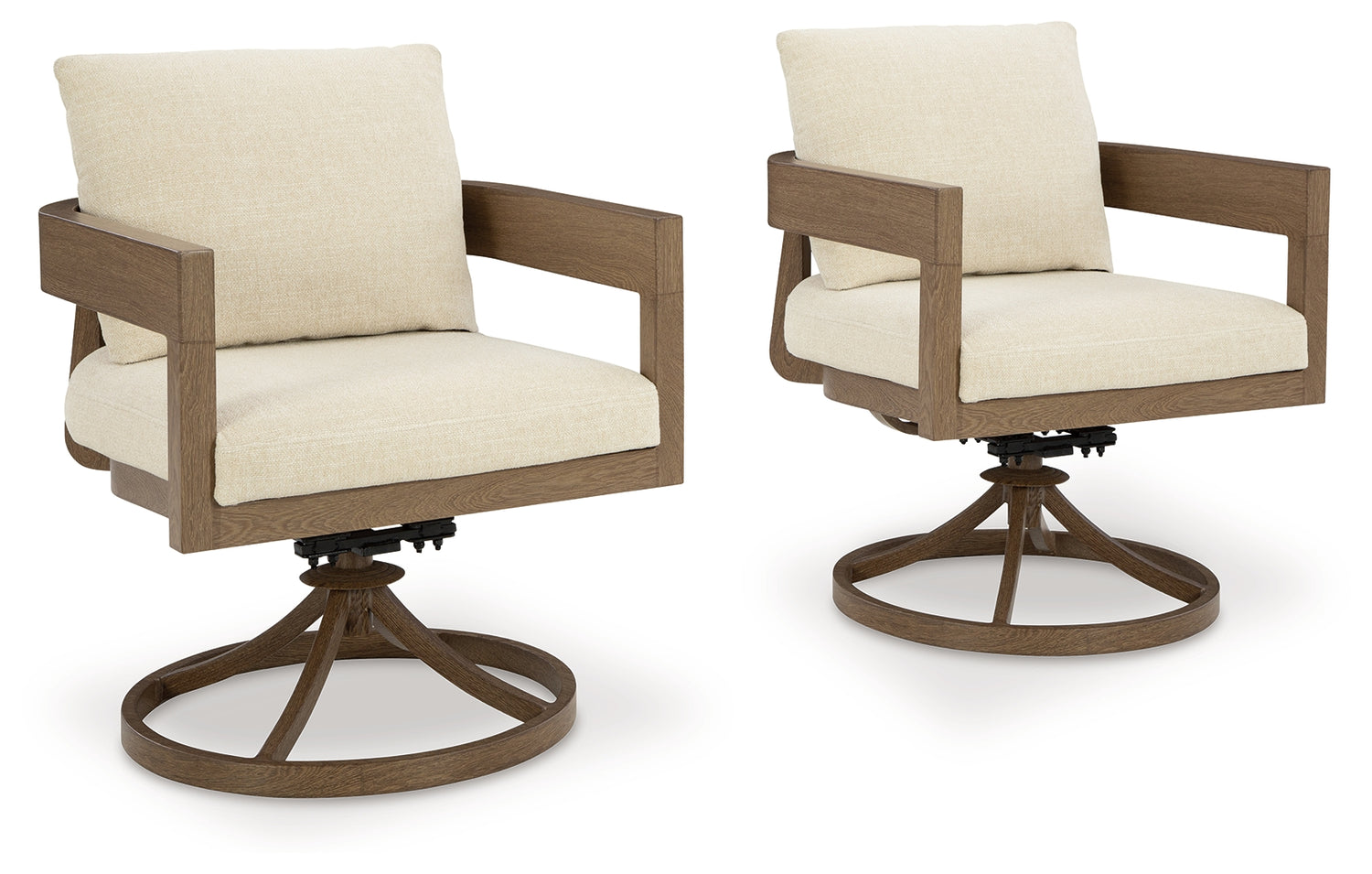 Serene Bay Dark Brown/White Outdoor Swivel Dining Chair with Cushion (Set of 2) - P671-602A