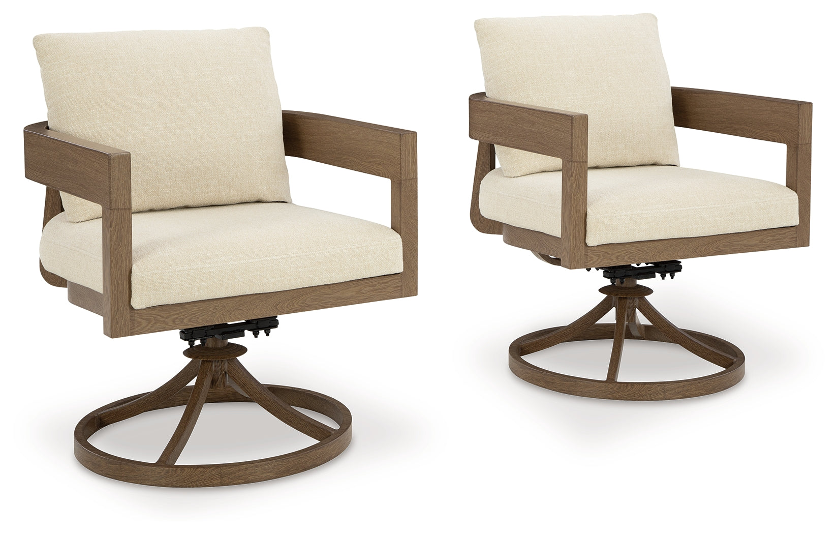 Serene Bay Dark Brown/White Outdoor Swivel Dining Chair with Cushion (Set of 2) - P671-602A
