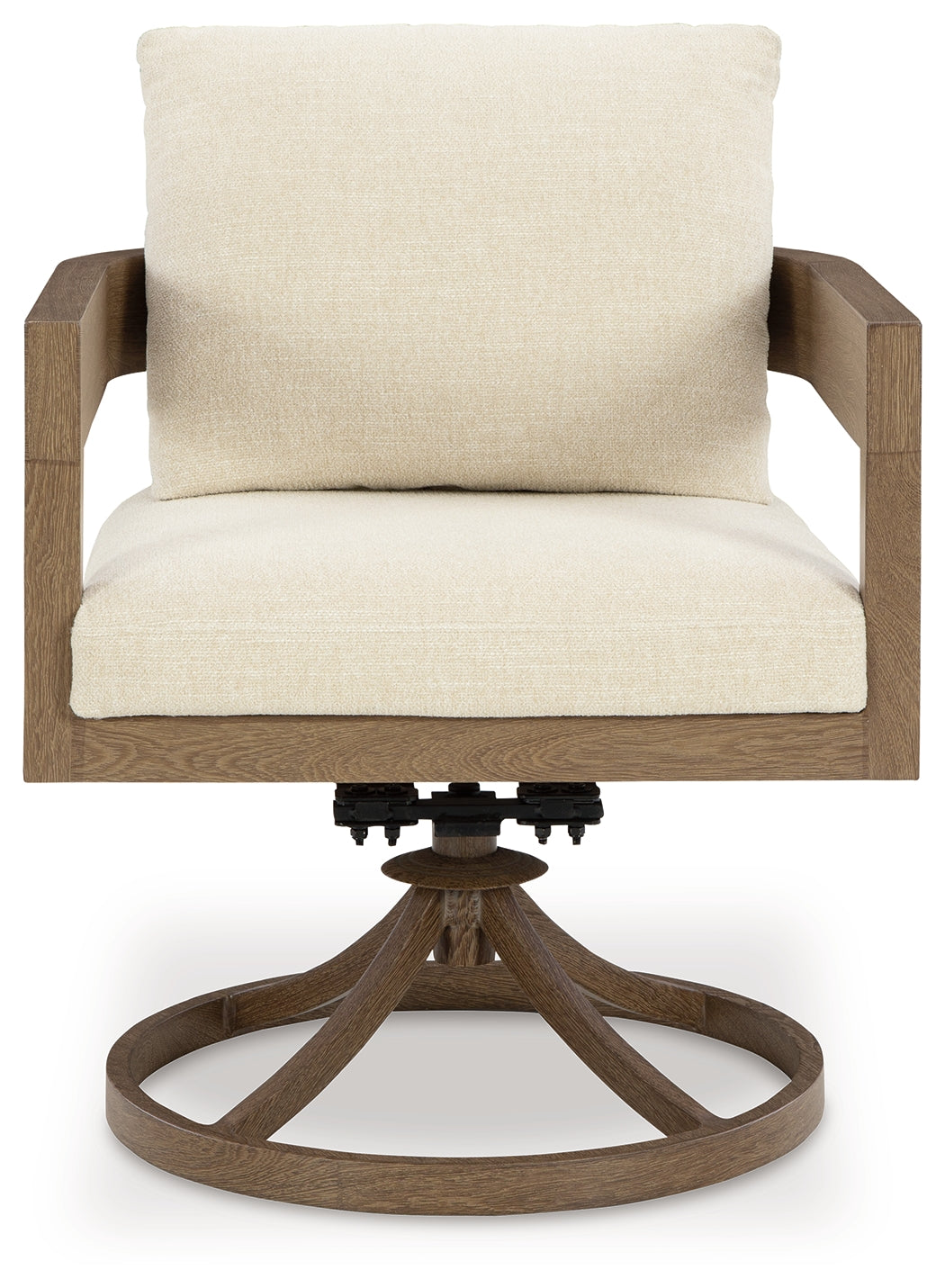 Serene Bay Dark Brown/White Outdoor Swivel Dining Chair with Cushion (Set of 2) - P671-602A