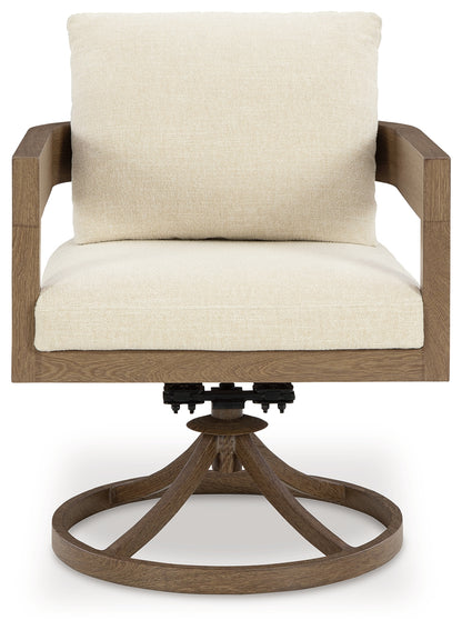 Serene Bay Dark Brown/White Outdoor Swivel Dining Chair with Cushion (Set of 2) - P671-602A