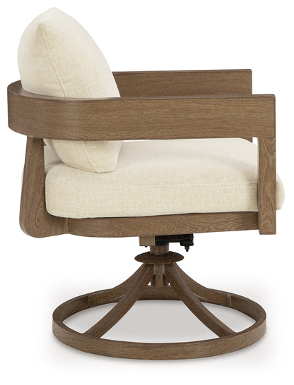 Serene Bay Dark Brown/White Outdoor Swivel Dining Chair with Cushion (Set of 2) - P671-602A
