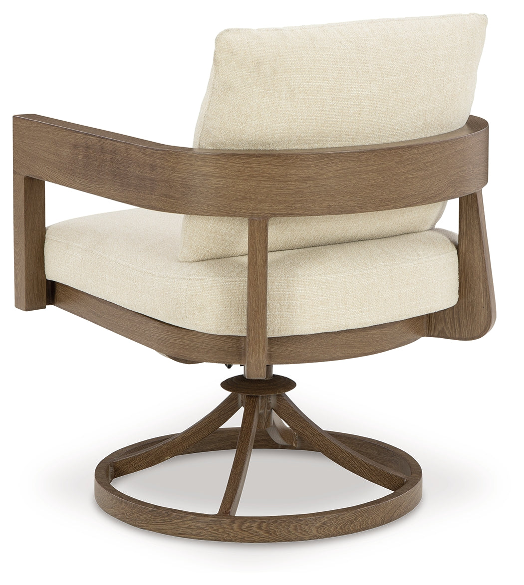 Serene Bay Dark Brown/White Outdoor Swivel Dining Chair with Cushion (Set of 2) - P671-602A