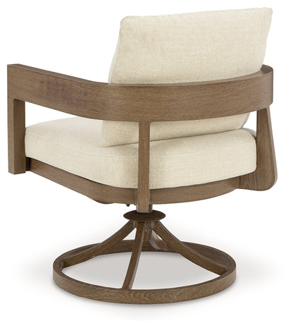 Serene Bay Dark Brown/White Outdoor Swivel Dining Chair with Cushion (Set of 2) - P671-602A