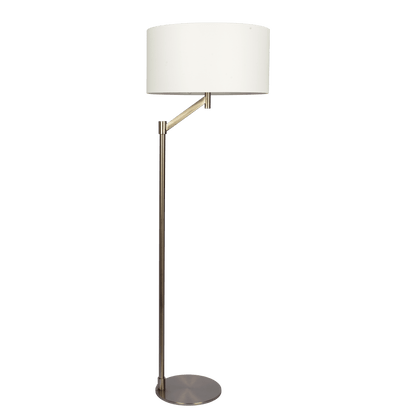 Serene Brushed Nickel Floor Lamp with Rotary Switch Metal Base White Linen Shade - FLL03701701