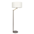 Serene Brushed Nickel Floor Lamp with Rotary Switch Metal Base White Linen Shade - FLL03701701
