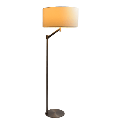 Serene Brushed Nickel Floor Lamp with Rotary Switch Metal Base White Linen Shade - FLL03701701