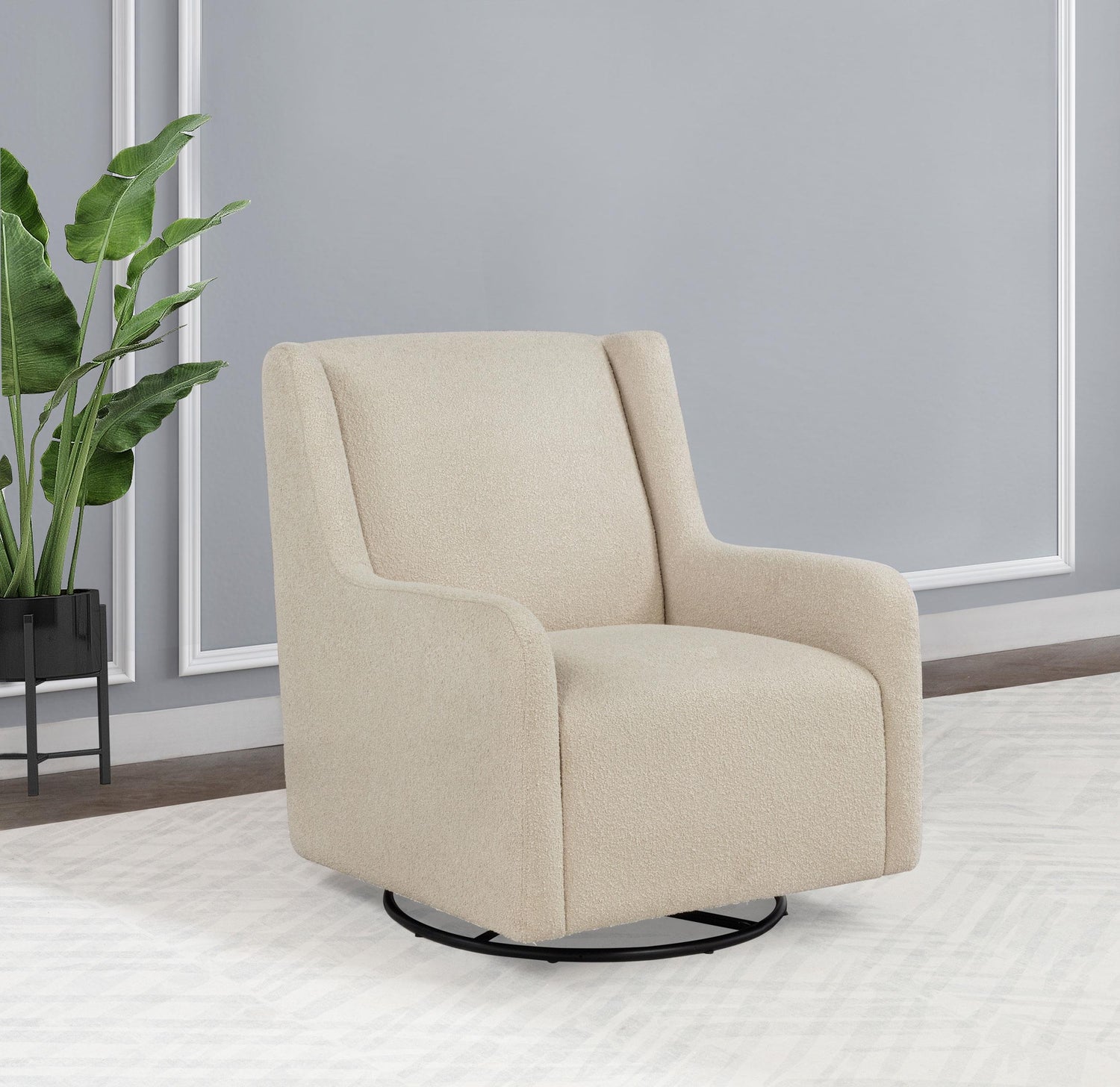 Serra Boucle Upholstered Swivel Glider Recliner Sandy Beige - 902453