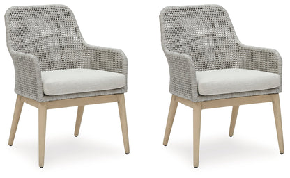 Seton Creek 2 Outdoor Chairs with End Table in Gray from Ashley - Luna Furniture