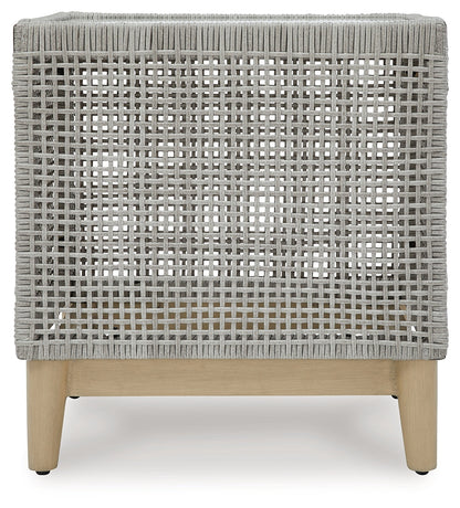Seton Creek 2 Outdoor Lounge Chairs with End Table in Gray from Ashley - Luna Furniture