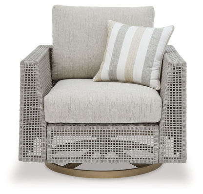 Seton Creek Outdoor Lounge Chair and Ottoman in Gray from Ashley - Luna Furniture