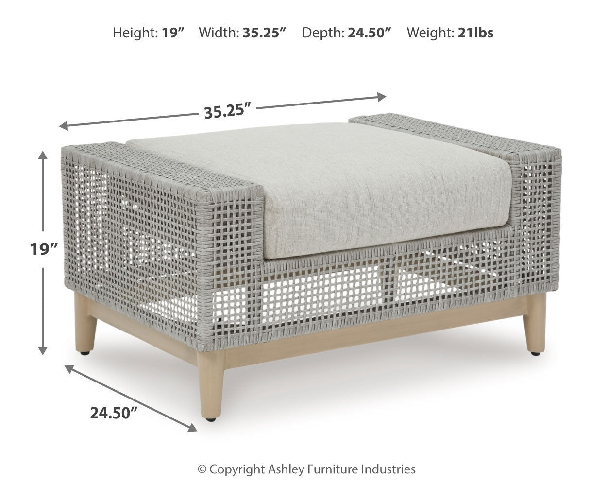 Seton Creek Outdoor Lounge Chair and Ottoman in Gray from Ashley - Luna Furniture