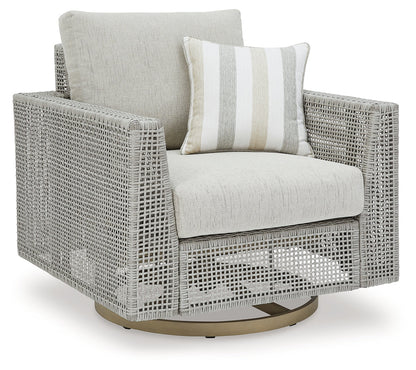 Seton Creek Outdoor Lounge Chair and Ottoman in Gray from Ashley - Luna Furniture