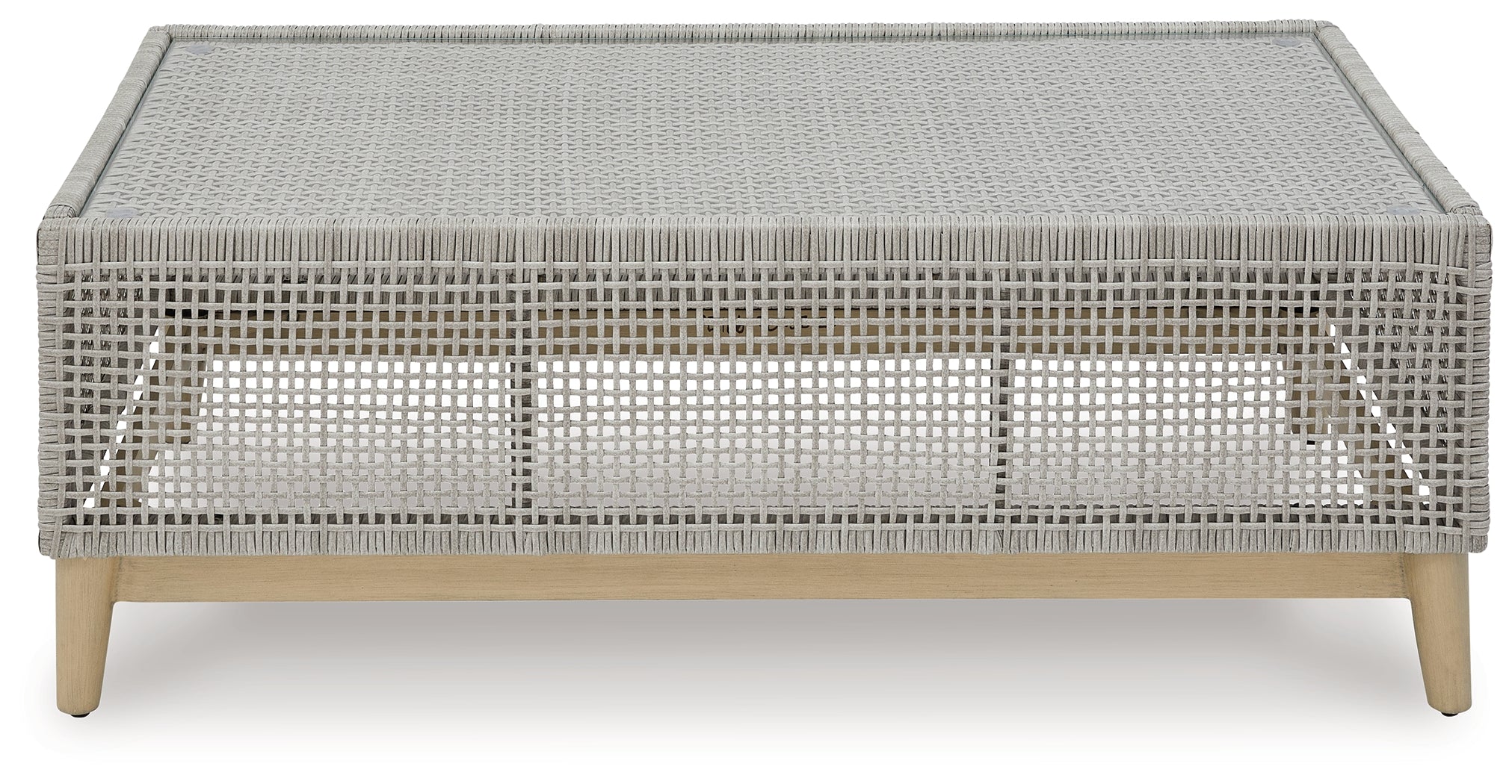 Seton Creek Outdoor Sofa and Loveseat with Coffee Table in Gray from Ashley - Luna Furniture