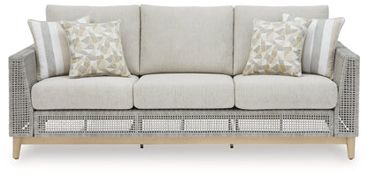 Seton Creek Outdoor Sofa and Loveseat with Coffee Table in Gray from Ashley - Luna Furniture
