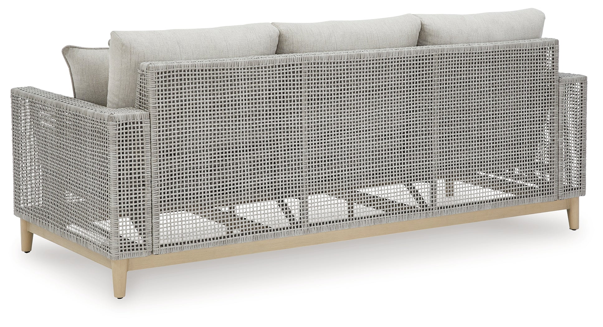 Seton Creek Outdoor Sofa and Loveseat with Coffee Table in Gray from Ashley - Luna Furniture