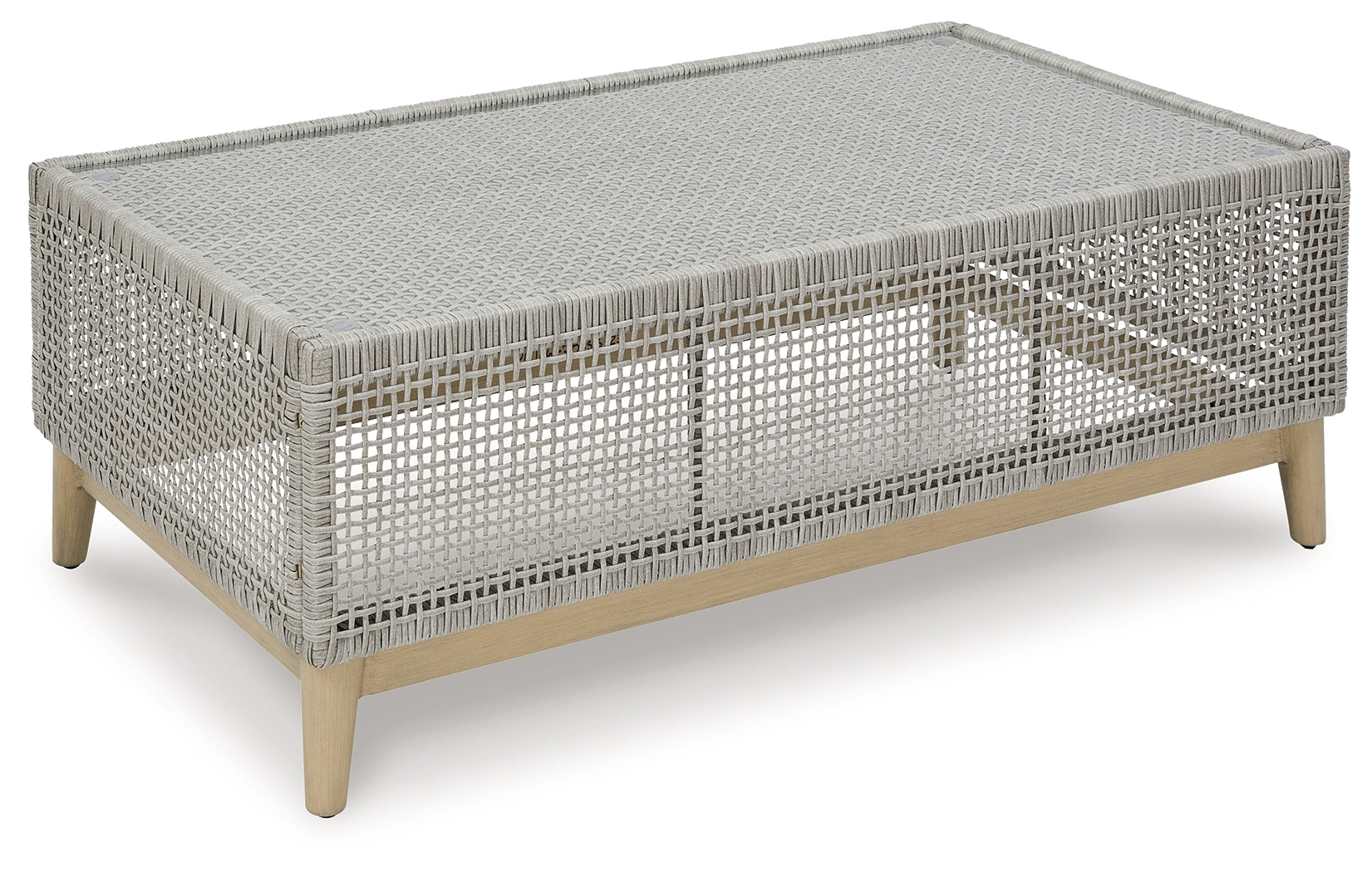 Seton Creek Outdoor Sofa and Loveseat with Coffee Table in Gray from Ashley - Luna Furniture