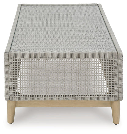Seton Creek Outdoor Sofa and Loveseat with Coffee Table in Gray from Ashley - Luna Furniture