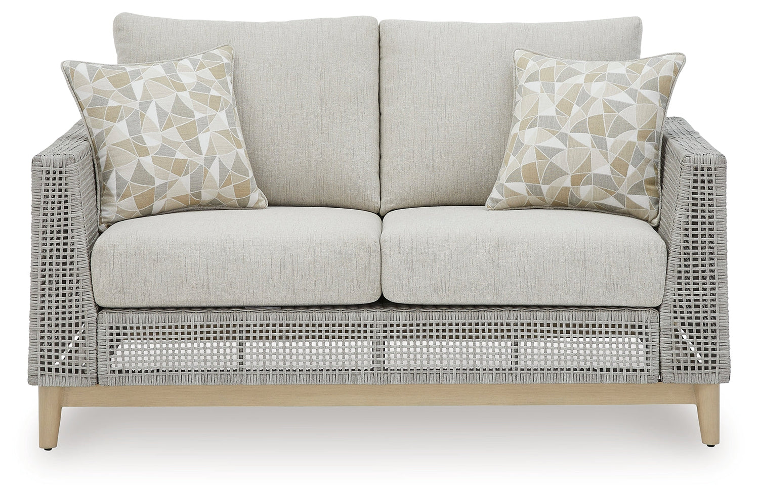 Seton Creek Outdoor Sofa and Loveseat with Coffee Table in Gray from Ashley - Luna Furniture