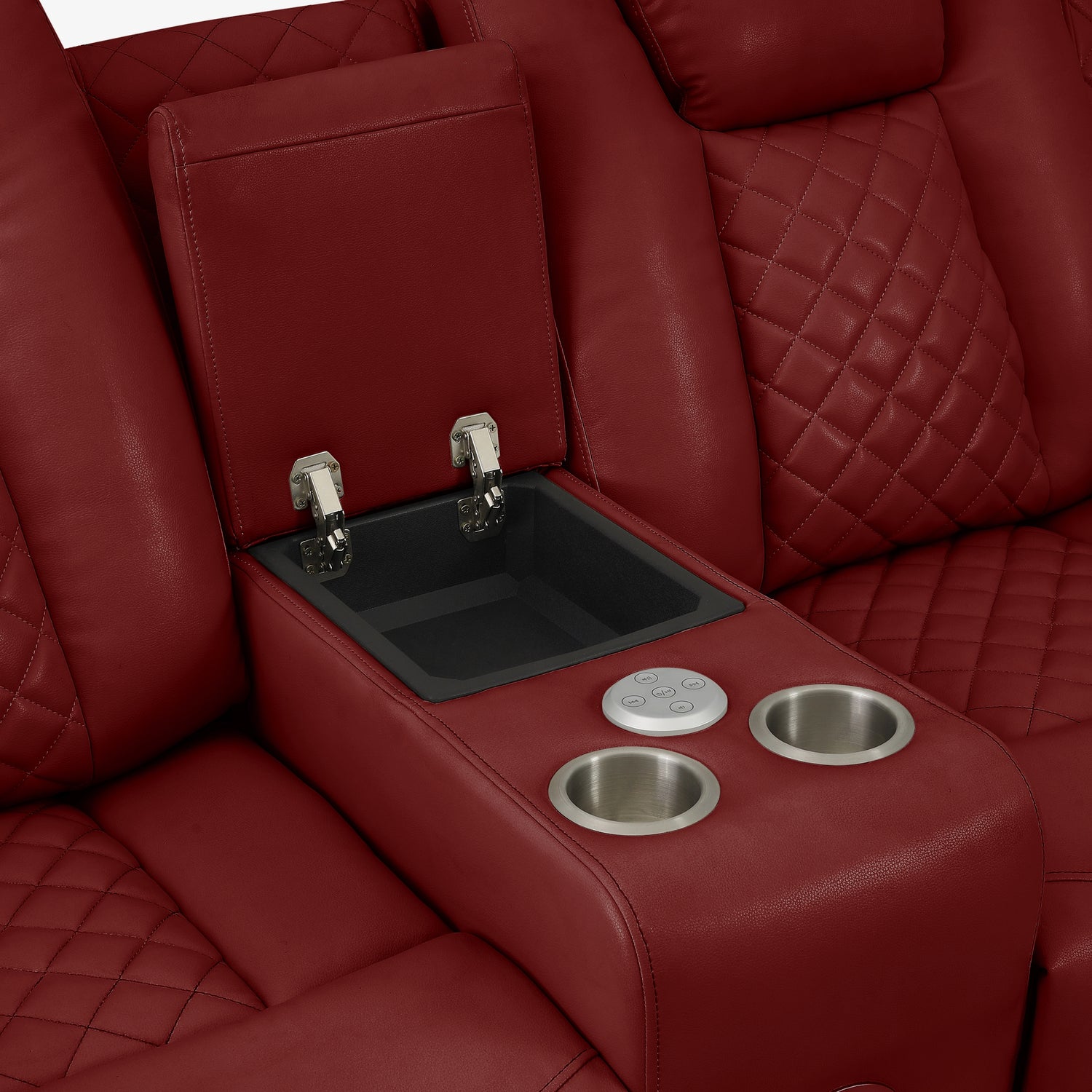 SH8895RED-2 PW D. RECLN LOVESEAT W/ CONSOLE, PW HEADRESTS, LED LIGHT/SPEAKERS - SH8895RED-2