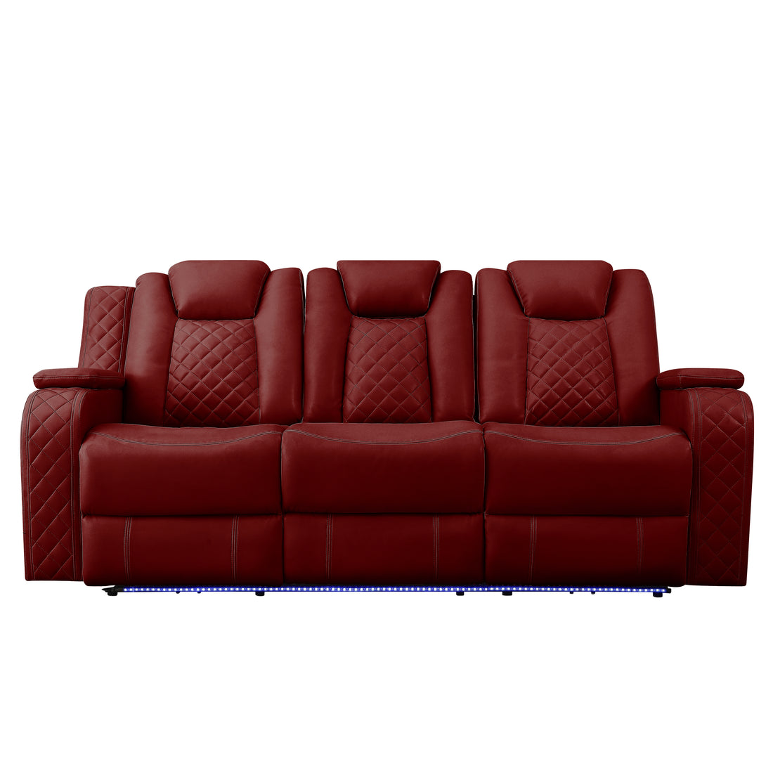 SH8895RED-3 PW D. RECLN SOFA W/ CONSOLE, PW HEADRESTS, LED LIGHT/SPEAKERS - SH8895RED-3