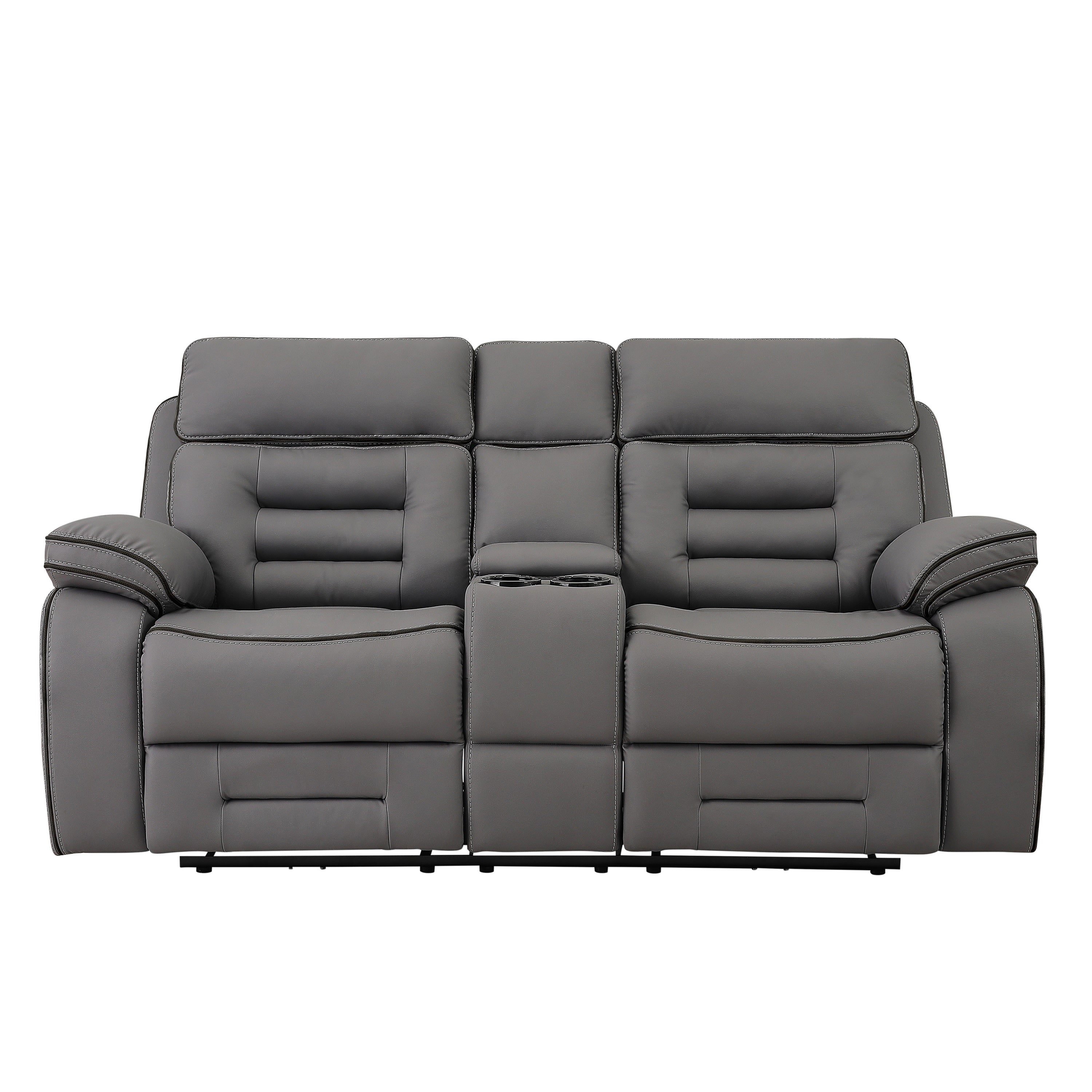 SH8898GRY-2 PW RECLN LOVE SEAT CONSOLE W/ PW HEADREST, SPEAKER, COOLING LED CUP HOLDER  &amp; PW OUTLET. - SH8898GRY-2