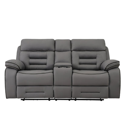 SH8898GRY-2 PW RECLN LOVE SEAT CONSOLE W/ PW HEADREST, SPEAKER, COOLING LED CUP HOLDER  &amp; PW OUTLET. - SH8898GRY-2
