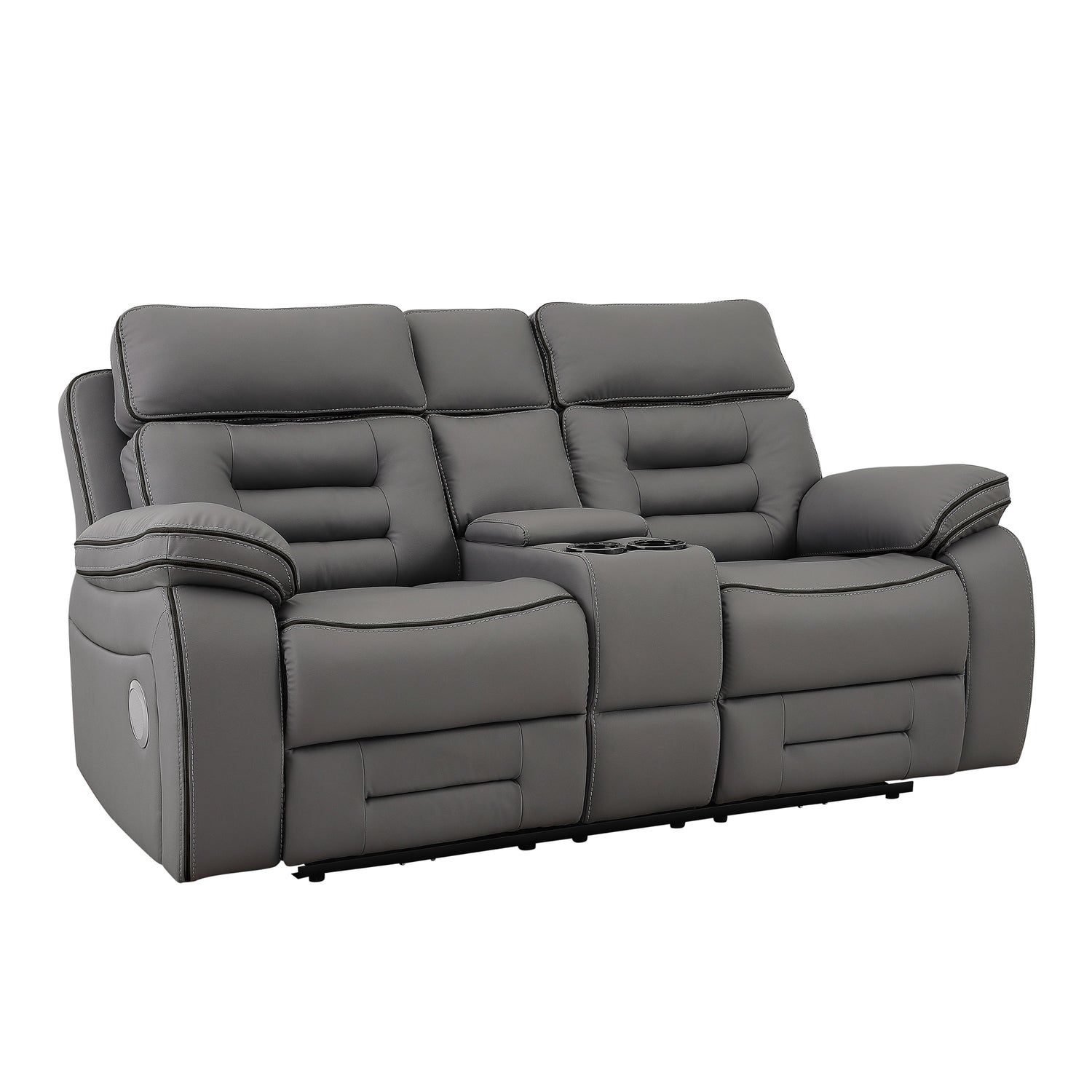 SH8898GRY-2 PW RECLN LOVE SEAT CONSOLE W/ PW HEADREST, SPEAKER, COOLING LED CUP HOLDER  &amp; PW OUTLET. - SH8898GRY-2