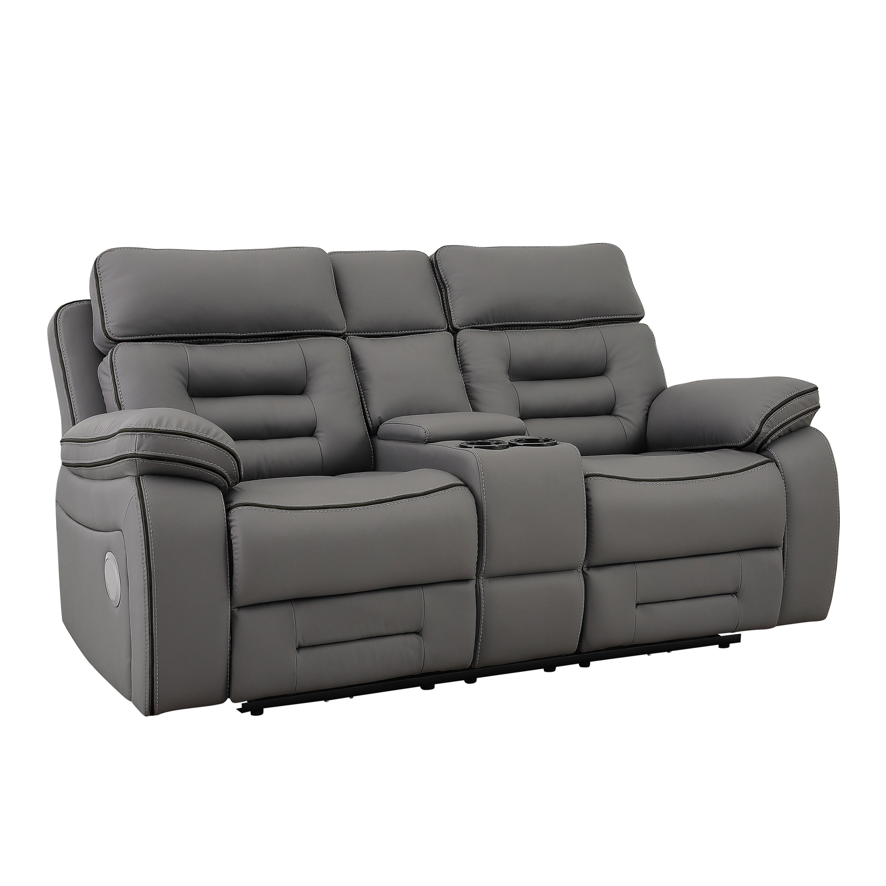 SH8898GRY-2 PW RECLN LOVE SEAT CONSOLE W/ PW HEADREST, SPEAKER, COOLING LED CUP HOLDER  &amp; PW OUTLET. - SH8898GRY-2
