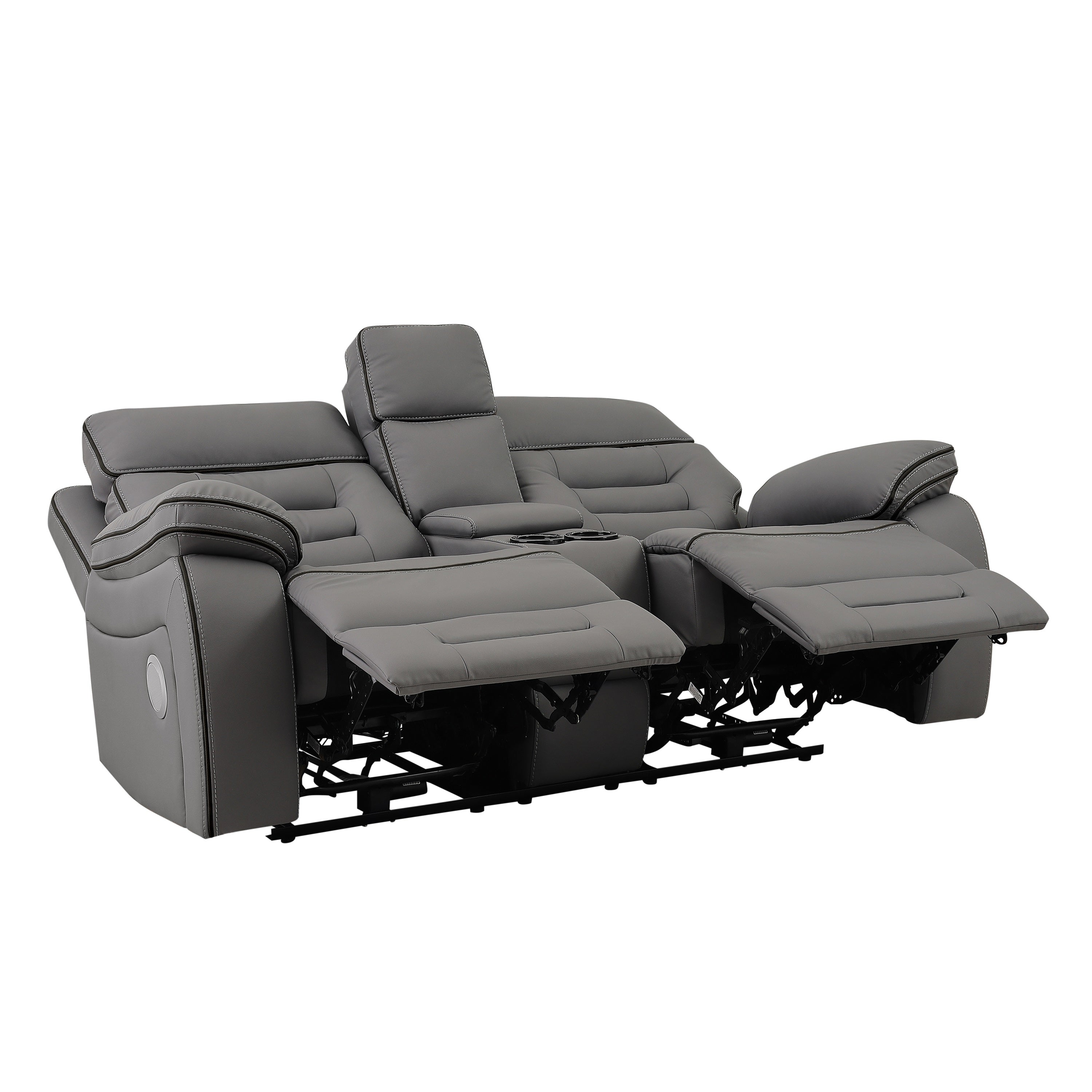 SH8898GRY-2 PW RECLN LOVE SEAT CONSOLE W/ PW HEADREST, SPEAKER, COOLING LED CUP HOLDER  &amp; PW OUTLET. - SH8898GRY-2