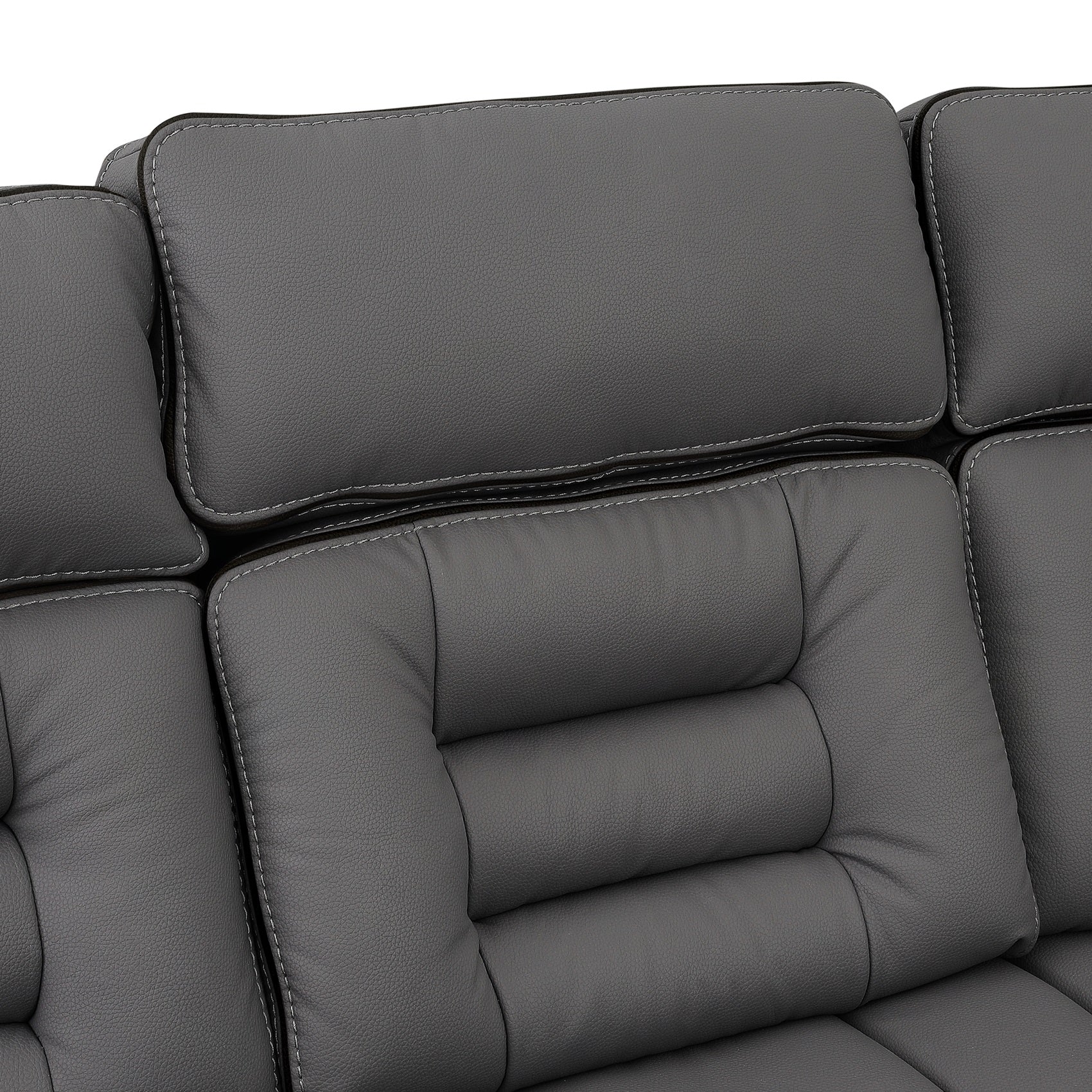 SH8898GRY-3 PW RECLN SOFA W/ PW HEADREST, SPEAKER, DROPDOWN TBL, CUP HOLDER, READ LIGHT &amp; DRAWER BOX - SH8898GRY-3