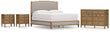 Sharlance California King Upholstered Panel Bed with Dresser and 2 Nightstands in Light Brown from Ashley - Luna Furniture