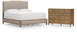 Sharlance California King Upholstered Panel Bed with Dresser in Light Brown from Ashley - Luna Furniture