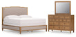 Sharlance King Upholstered Panel Bed with Mirrored Dresser in Light Brown from Ashley - Luna Furniture