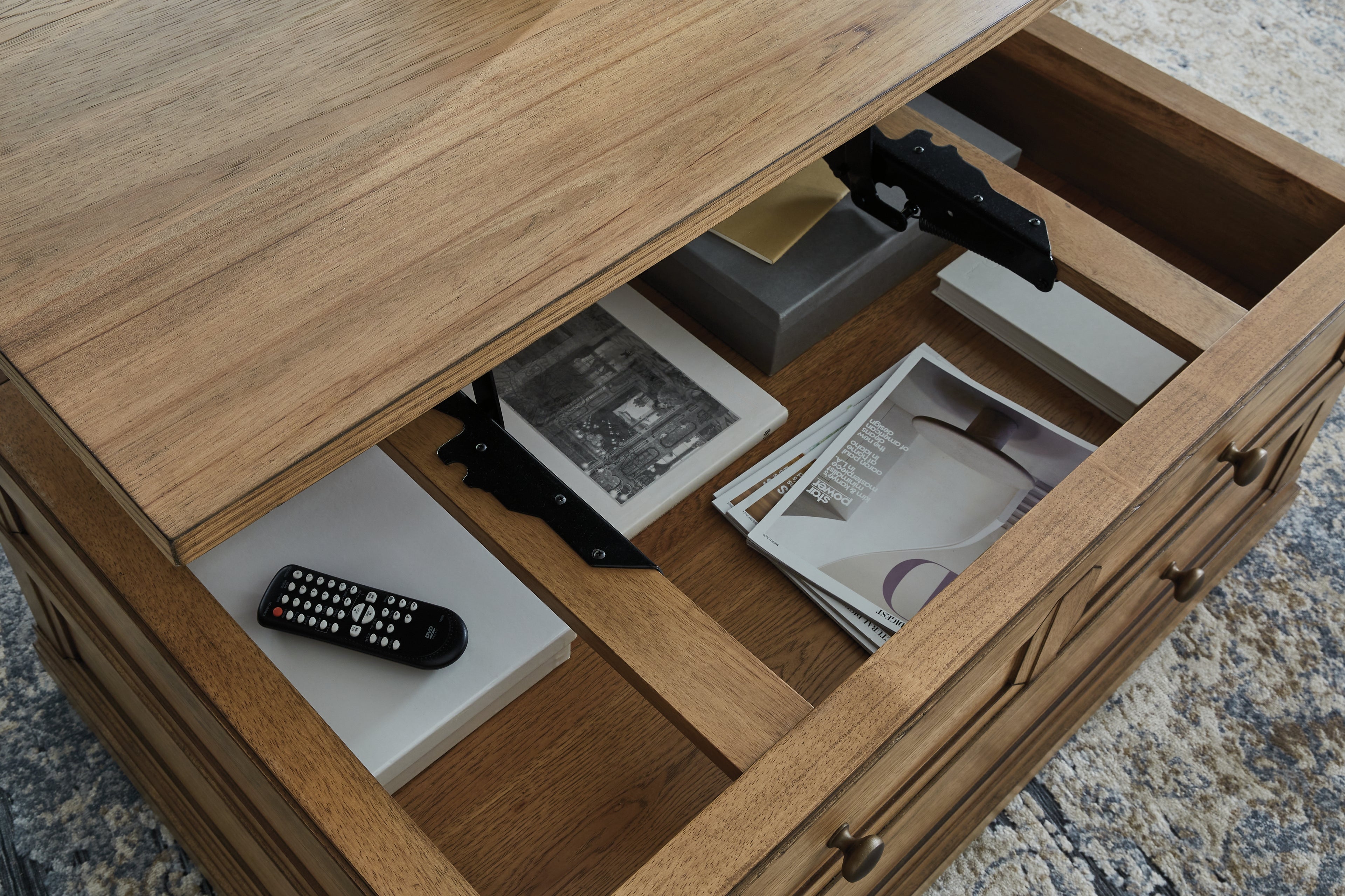 Sharlance Light Brown Lift-Top Coffee Table - T655-9