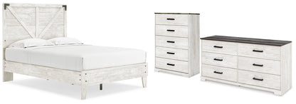 Shawburn Full Platform Bed with Dresser and Chest in White/Dark Charcoal Gray - PKG016226