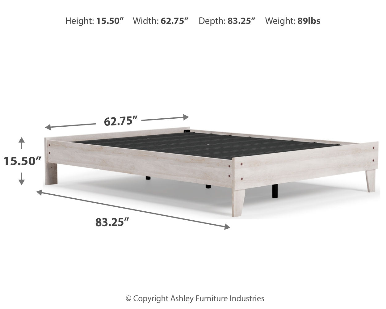 Shawburn Queen Platform Bed with Mattress in Whitewash - PKG018361