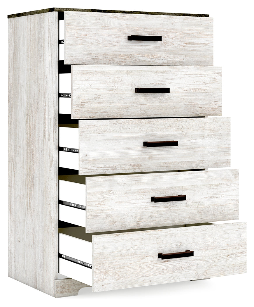 Shawburn White/Brown Full Panel Bed with Chest - EB4121B4