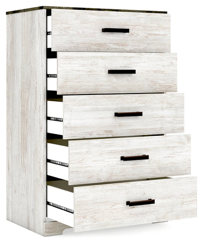 Shawburn White/Brown Full Panel Bed with Chest - EB4121B4