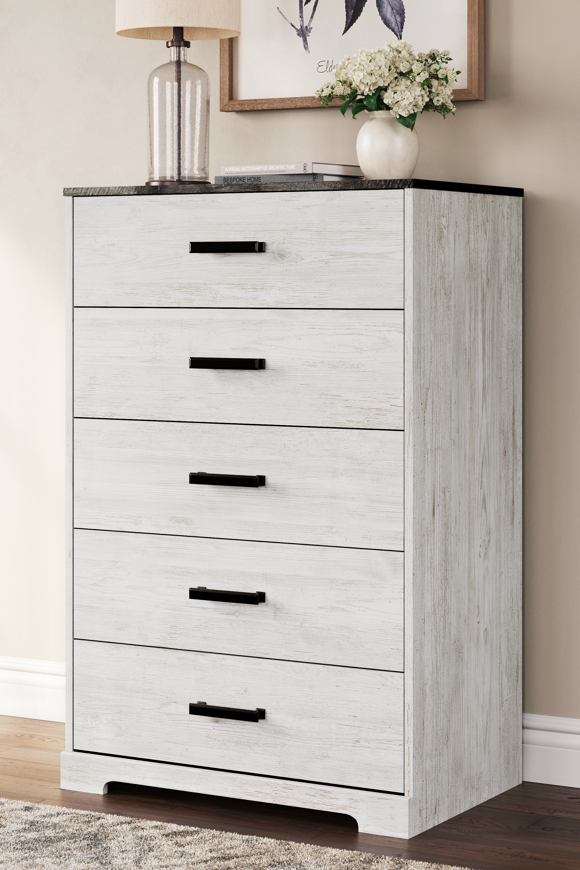 Shawburn White/Brown Full Panel Bed with Chest - EB4121B4