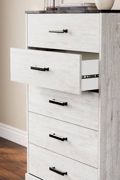 Shawburn White/Brown Full Panel Bed with Chest - EB4121B4