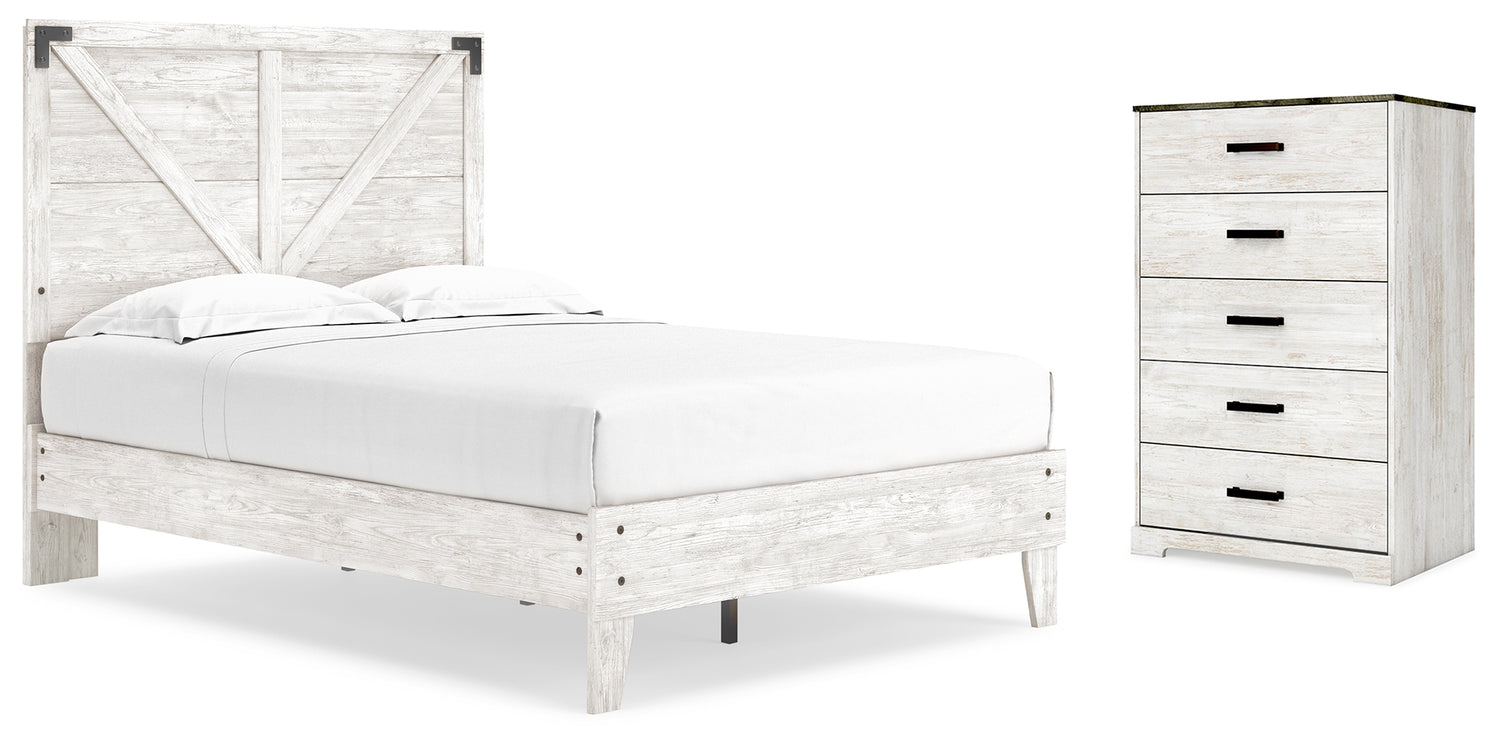 Shawburn White/Brown Full Panel Bed with Chest - EB4121B4