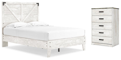 Shawburn White/Brown Full Panel Bed with Chest - EB4121B4