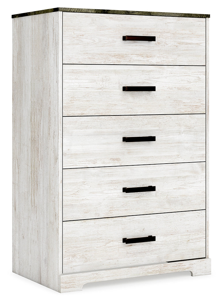 Shawburn White/Brown Full Panel Bed with Chest - EB4121B4