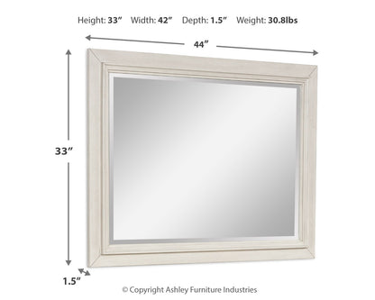 Shaybrock Antique White/Brown Bedroom Mirror - B683-36