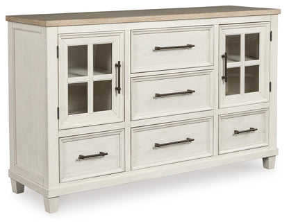Shaybrock California King Panel Bed with Dresser in Antique White - PKG020398