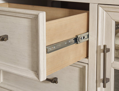 Shaybrock King Panel Bed with 2 Nightstands in Antique White - PKG020391